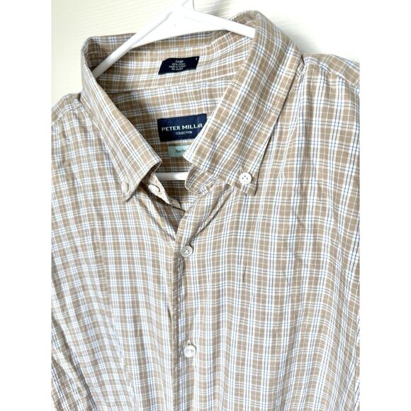 PETER MILLAR‎ Flex Finish Long Sleeve Button Up Shirt Mens L Multi Plaid PREPPY - Picture 1 of 5